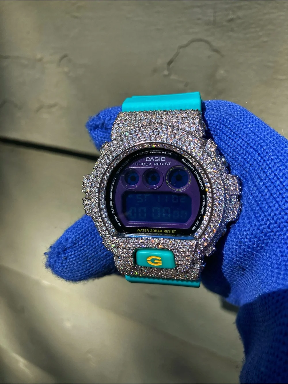 BUSSDOWN Moissanite Custom G Shock Teal Colorway